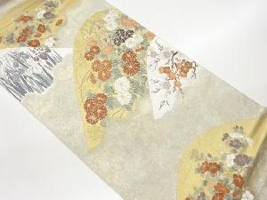 引箔山並に花々模様織出し袋帯